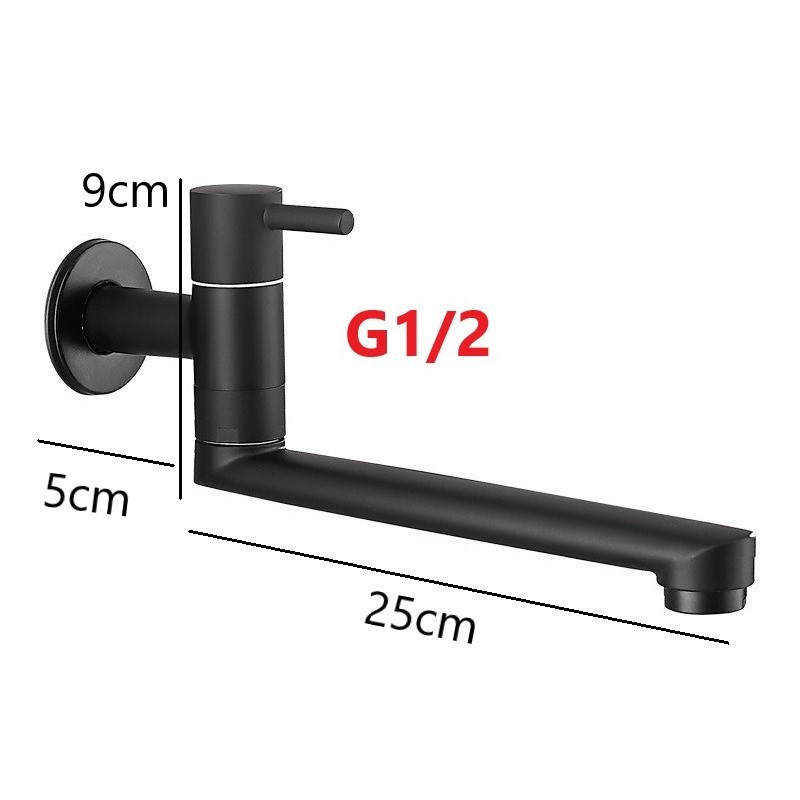 Detalhes do Torneira De Cozinha De Parede Gourmet Fosco Preto Aço Inox 25cm Yesop