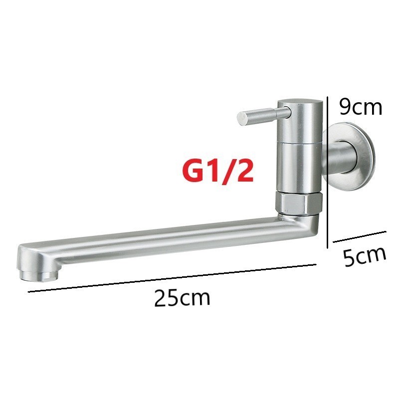 Detalhes do Torneira Para Cozinha De Parede Aço Inox Escovado Cor Prateado/Preta 25cm Yesop