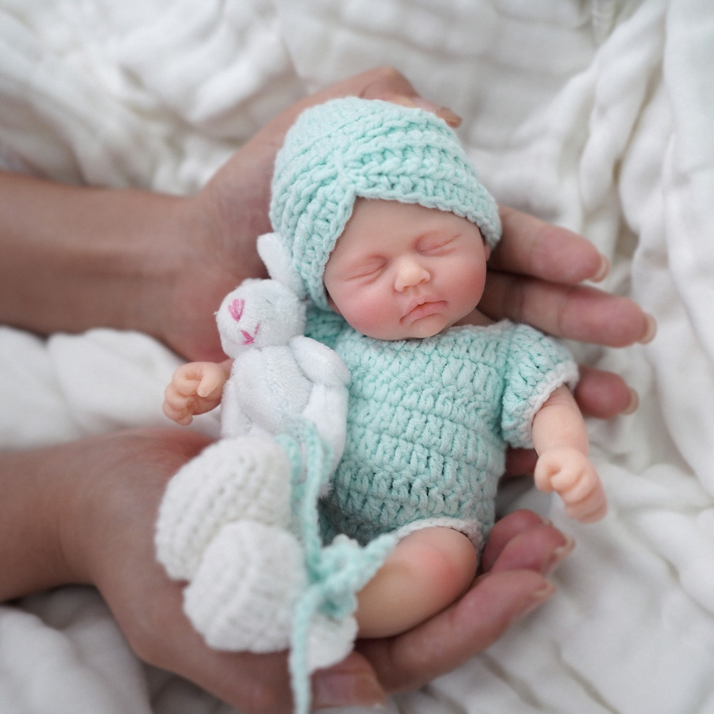 Bebê Reborn Silicone Sólido Suave Boneca 20cm Menina Olho Fechado Em promoção em Oferta na Shopee