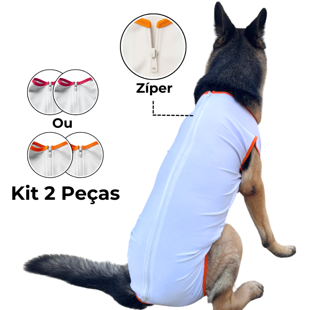 Kit 2 Pós Operatório Pet Grande Porte - Roupa Macacão Protetor para Cachorro e Gato Castração Cirurgia Macho e Fêmea