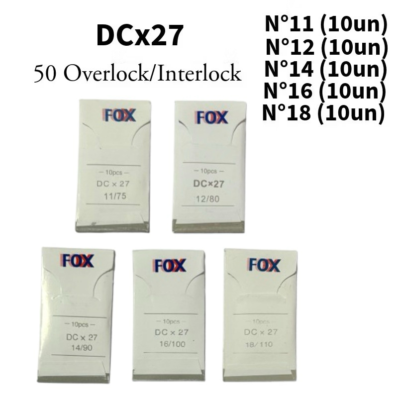 Kit 50 Agulhas DCx27 Overlock/Interlock Tamanhos Diversos Nº11/12/14/16/18 Maquina Costura Industrial em Oferta na Shopee