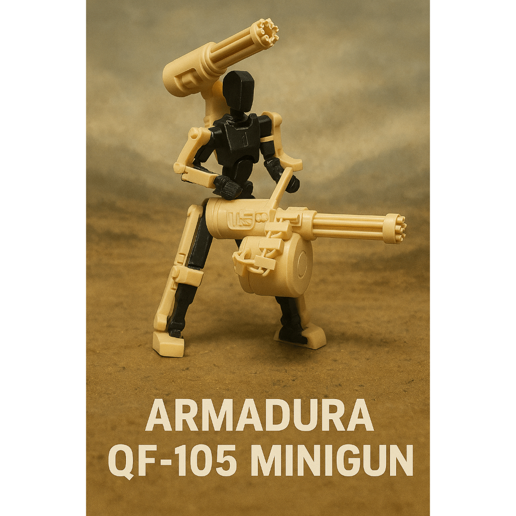 Kit Armadura Completa QF-105 Minigun para Dummy 13 Incluso 2 Minigun + Mochila + Armadura Lateral - Impressão 3D