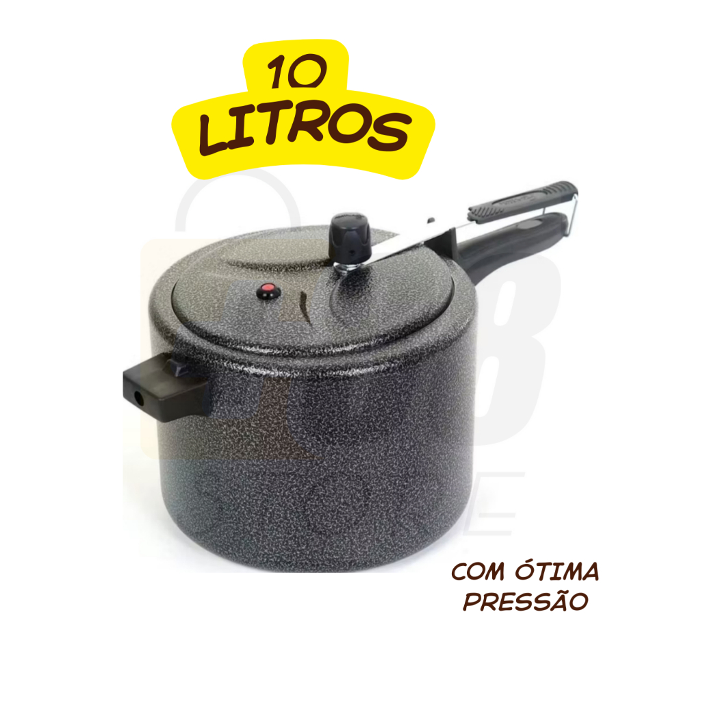 Panela de Pressão Grande 10L Alumínio Craqueado – Inmetro e Garantia