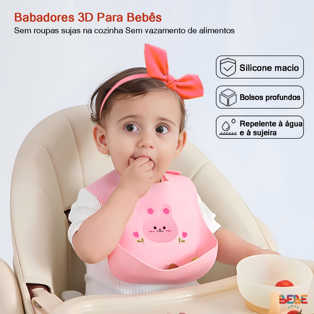 Babador De Silicone Bebê Impermeável De Regulagem Com Pega Migalhas Para Alimentar Menina Bibs