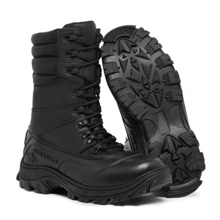 Coturno Militar Titan Couro Legítimo Cano Alto Impermeável Solado Tratorado Com Zíper