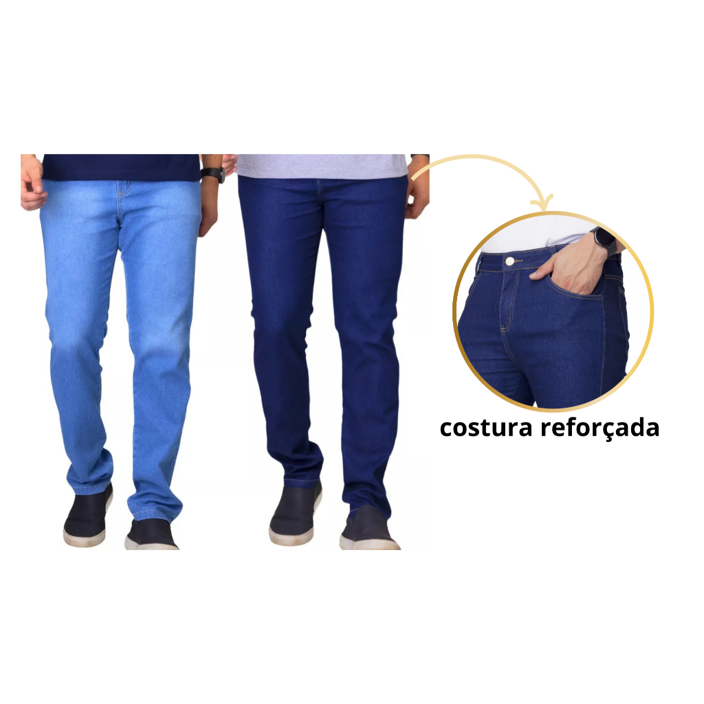 Kit 2 Jeans Masculinos Tradicional + Claro/Azul Escuro – Conforto e Estilo