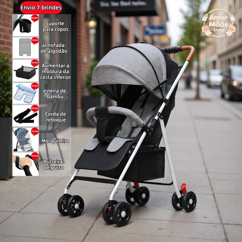 Carrinho de Bebê Passeio Vira Berço Até 25kgs