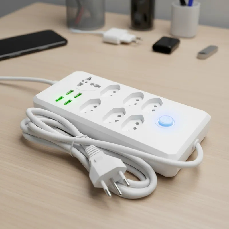 extensão elétrica filtro de linha 7 tomadas 4 usb régua proteção segurança