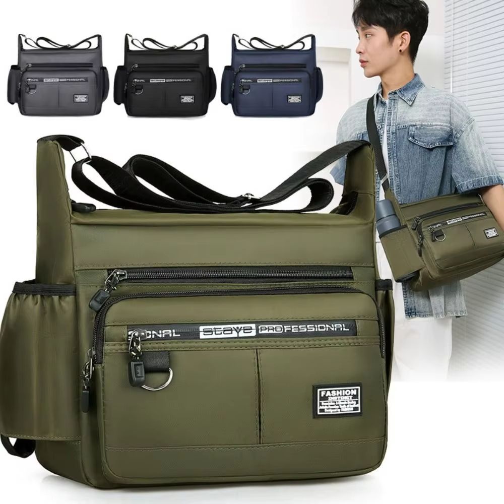 Grande capacidade bolsa de ombro mochila resistente impermeável Nylon saco de masculino crossbody em Oferta na Shopee