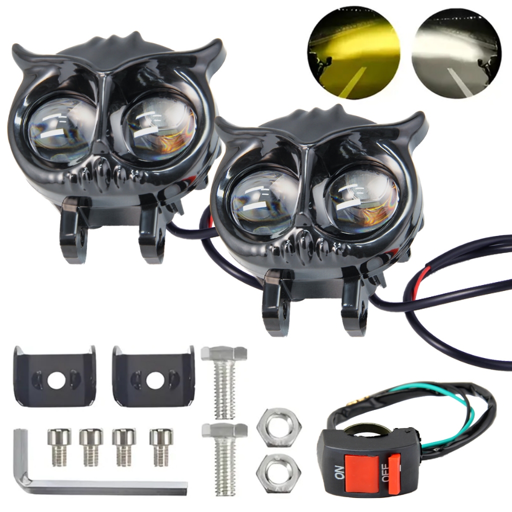 Par Farol de Milha LED Coruja 20W Alto Brilho 12V-24V 6000K Universal para Moto e Carro em Oferta na Shopee