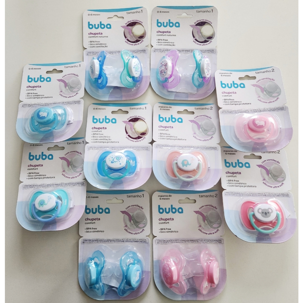 Bico Chupeta Buba Kit 02 chupetas e unitário tamanho 1 e 2 Recém Nascido Menino Menina em Oferta na Shopee