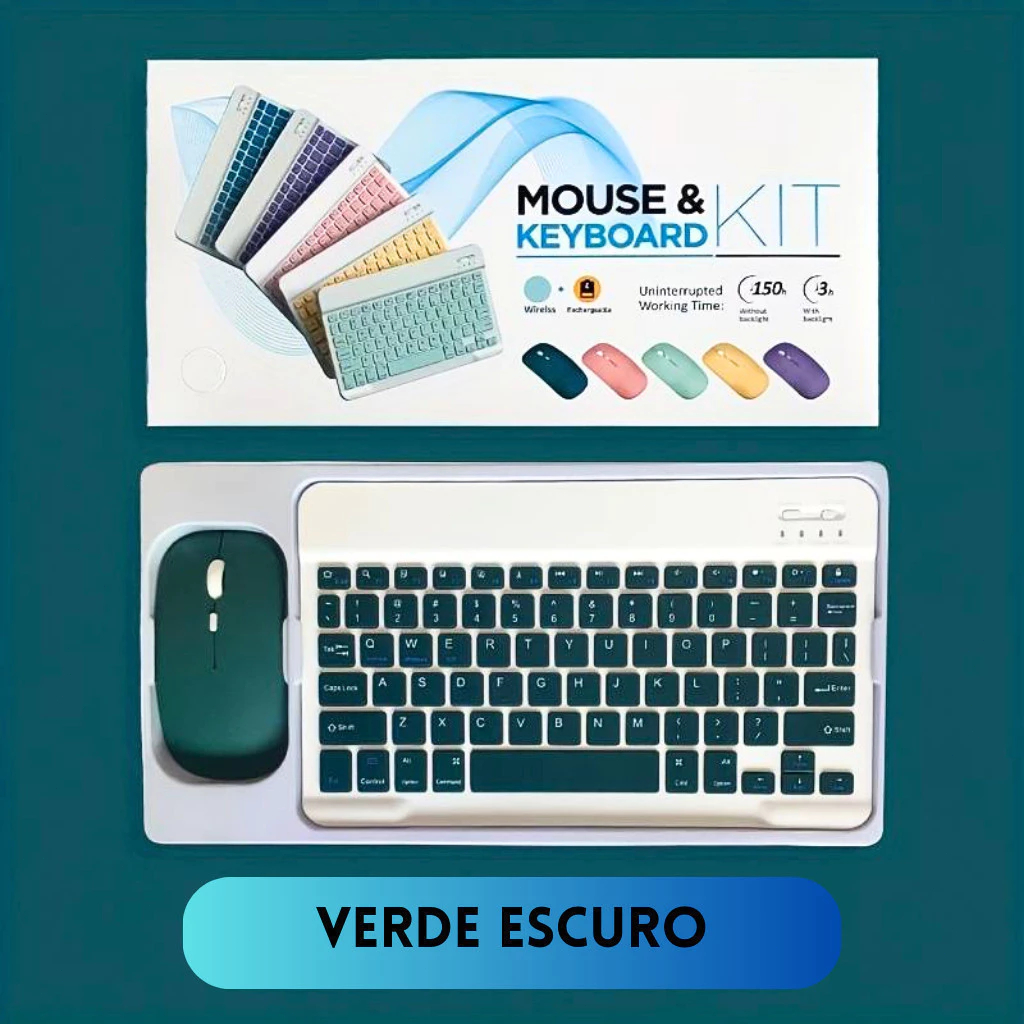 KIT Teclado + Mouse Via Bluetooth Compacto e Design Moderno – Compatível Com Smartphones/Notebook/Tablet