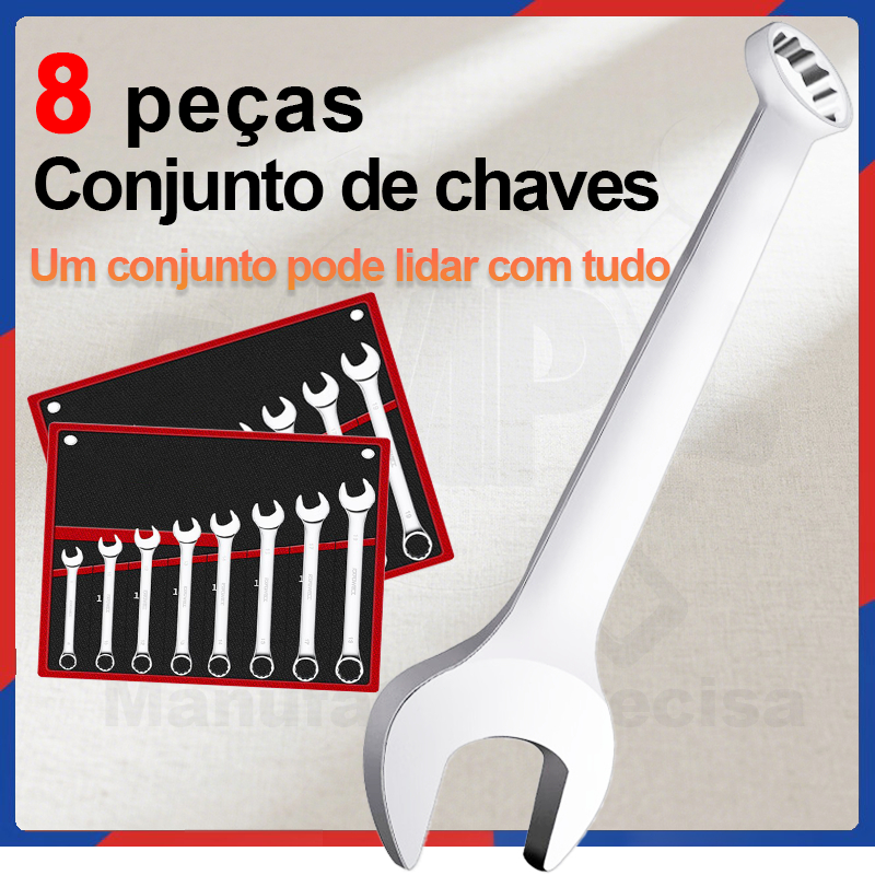 Kit Jogo Chave Combinada 8 Peças Chave de Ferramenta Chave Dupla Função Bolsa para Armazenamento Bolsa 8-24mm