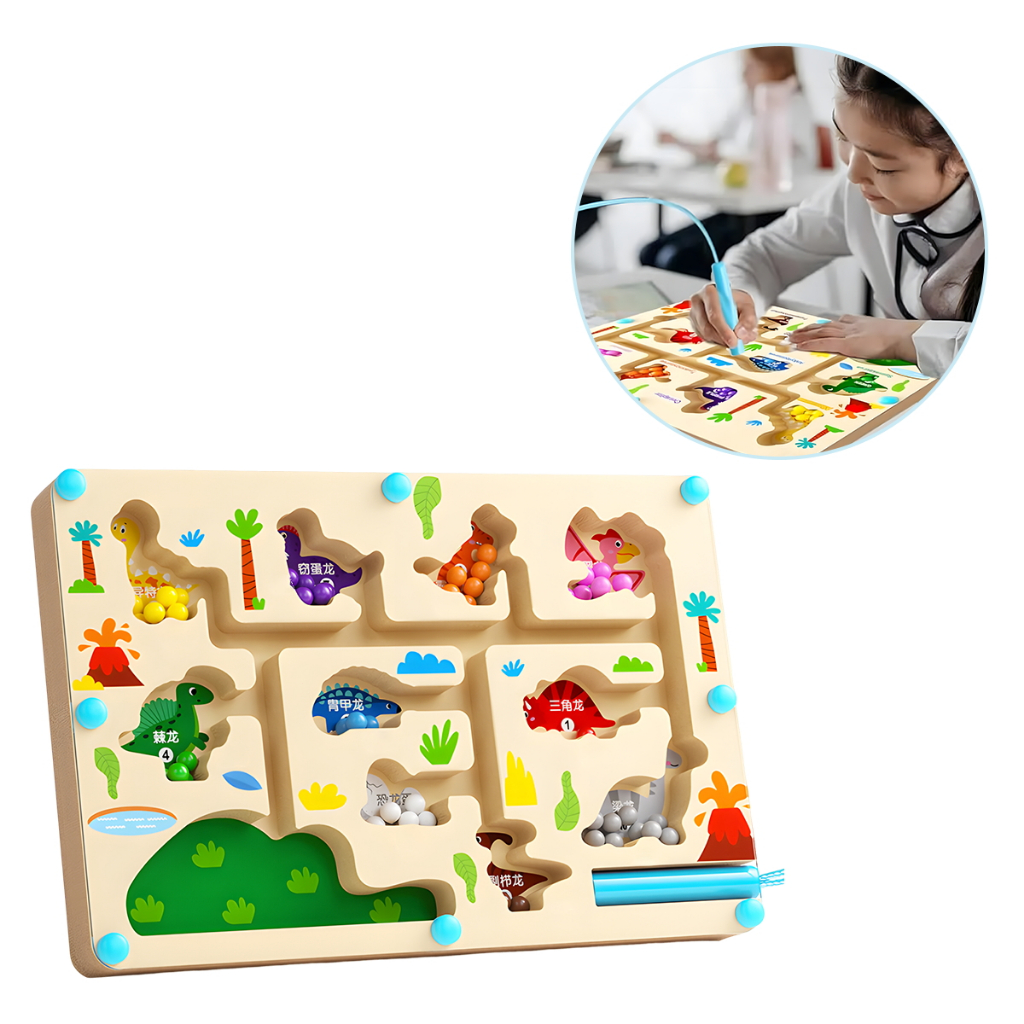 Jogo Labirinto Mágico Magnético Dinossauro - Brinquedo Madeira Educativo para Crianças em Oferta na Shopee