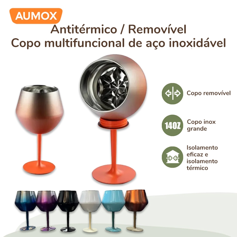 Copo de Coquetel 2 em 1 420ml Desmontável Aço Inoxidável 304 Isolamento Duplo Vinho Gin Drink