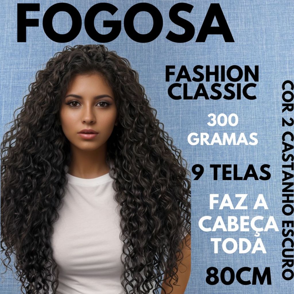 FOGOSA 80cm FASHION CLASSIC 300 gramas Cabelo Cacheado Bio Fibra Bio Vegetal.