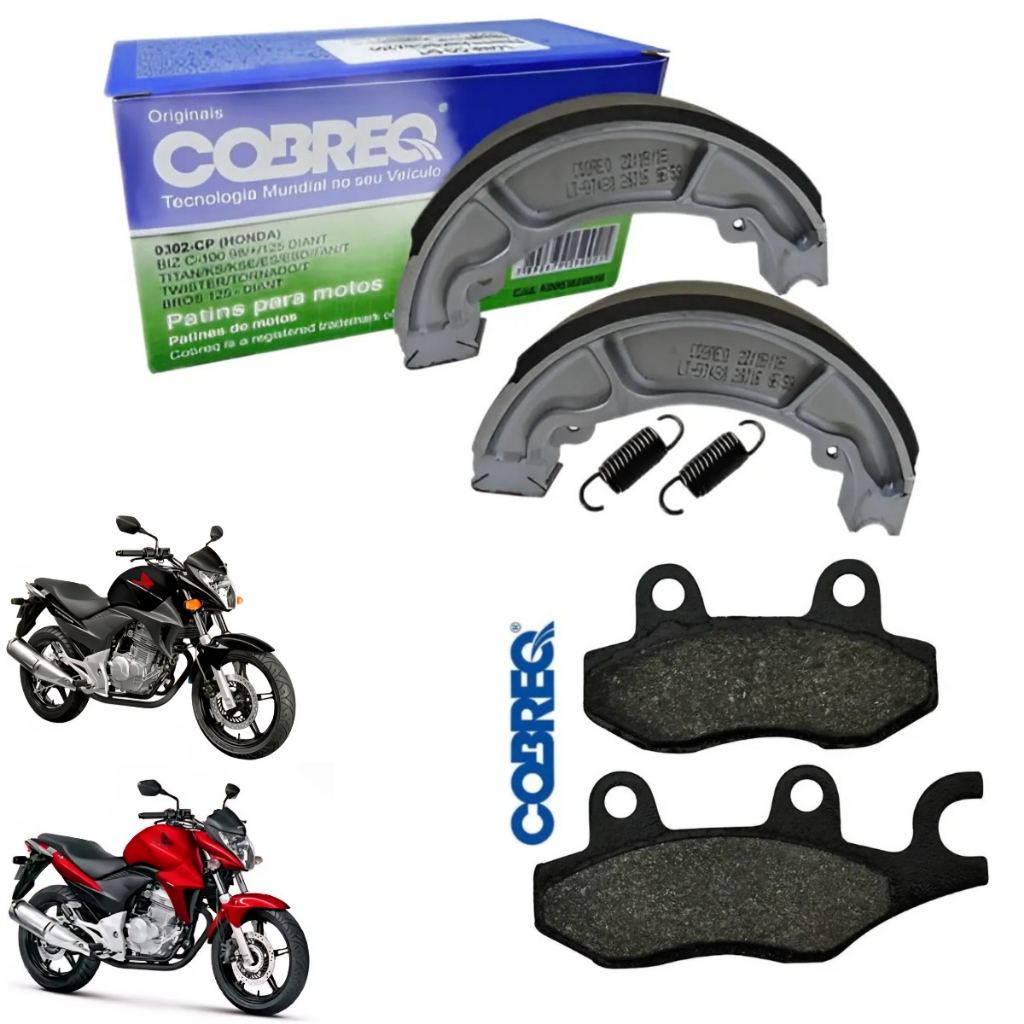 Kit Lona Freio Traseira + Pastilha Dianteira Honda CB 300 2009 2010 2011 Cobreq - PARA FREIO TAMBOR