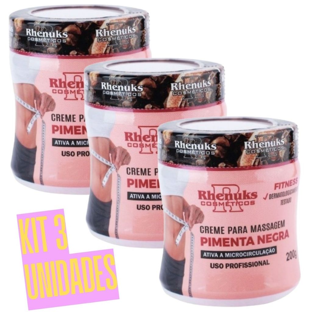 Kit 3 Gel Redutor De Medidas Pimenta Negra 200g - Combate Estrias e Celulite