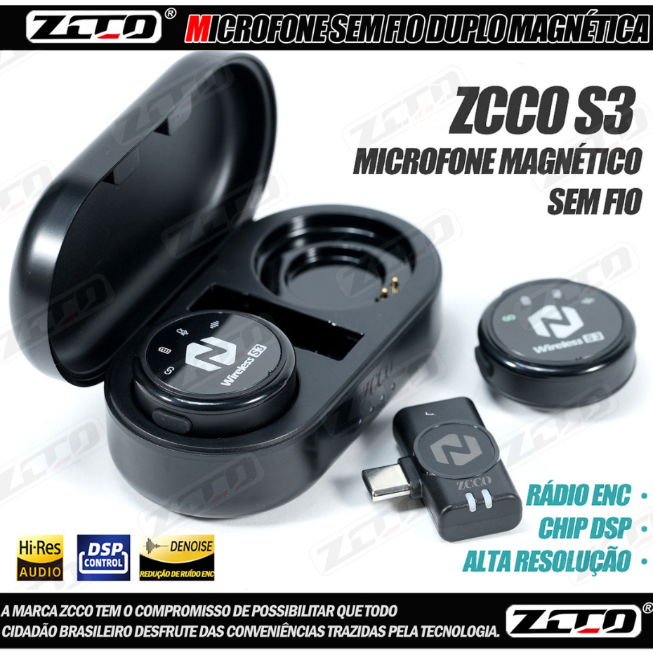 Microfone Sem Fio Duplo Magnética Para iPhone/type-c/android