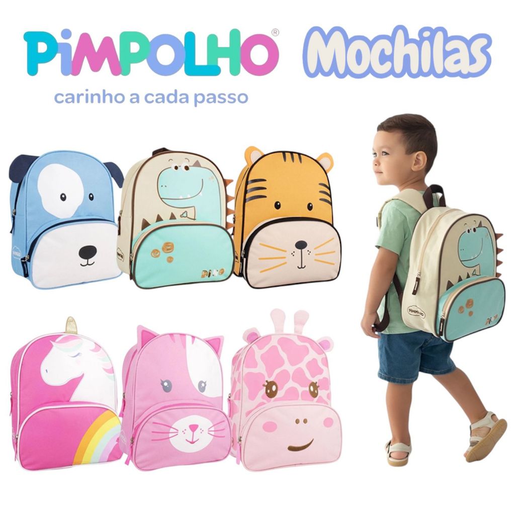 Mochila Escolar Infantil Menino Cachorro Azul Pimpolho