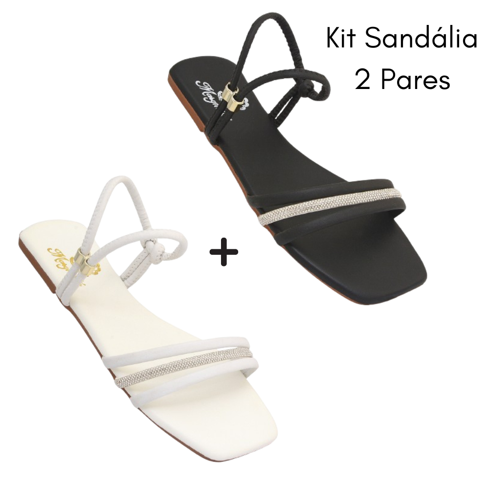 Kit 2 Pares Sandália Rasteira Feminina Confortável Macia Com Regulagem Tradicional Casual Elegante dia a dia