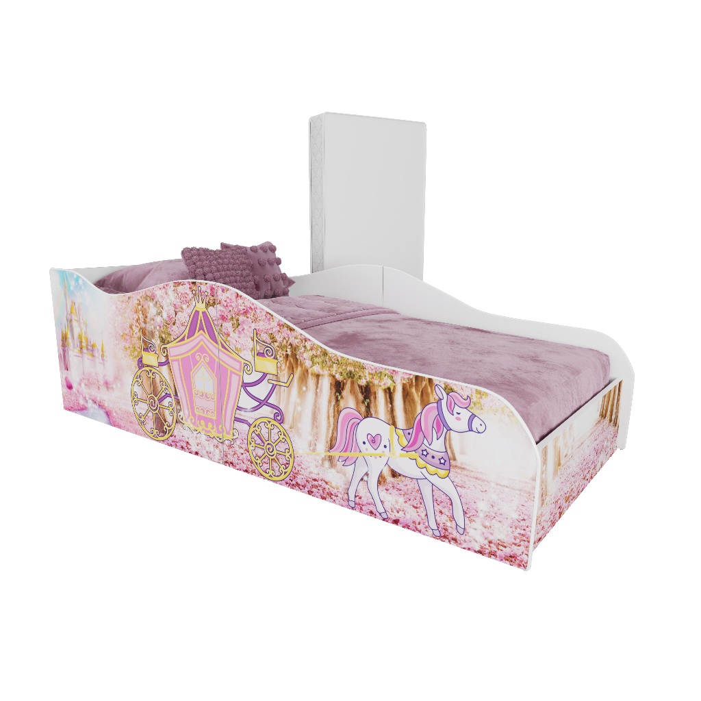 Mini Cama Carro Infantil Carruagem Com Colchão Berço Moderno Criança Quarto Premium  Luxo Cor Rosa