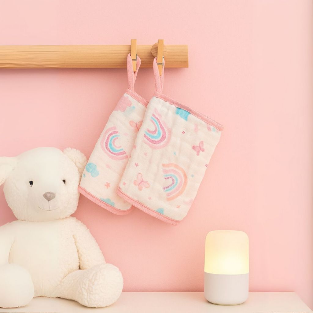 kit sortido Paninho de Boca Bebê 100% Algodão Duplo com Prendedor de Chupeta 4, 6, 8, 10 un