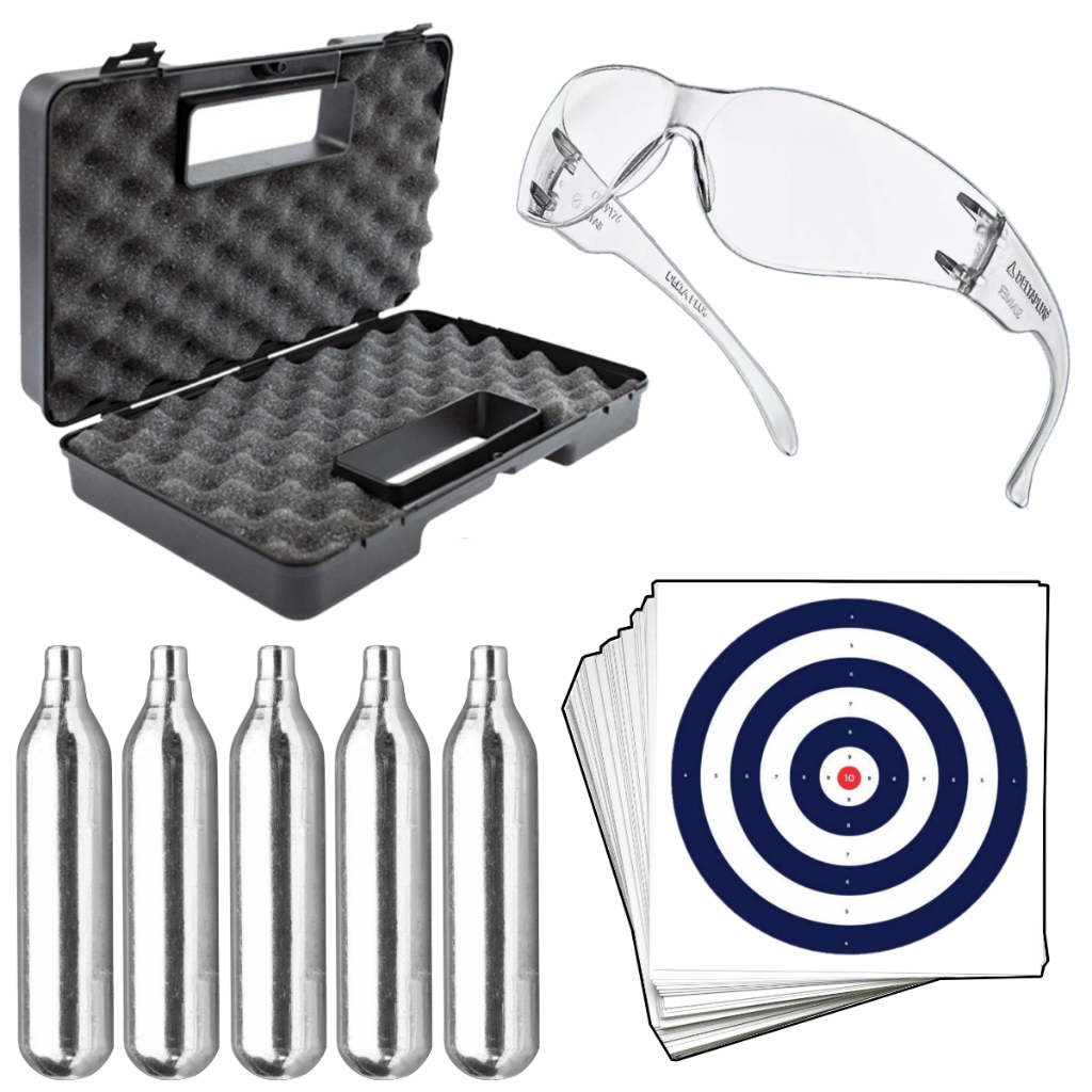 Combo Maleta Rigida Combar + 5 Ampola de recarga 12g + Oculos e Alvos em Oferta na Shopee