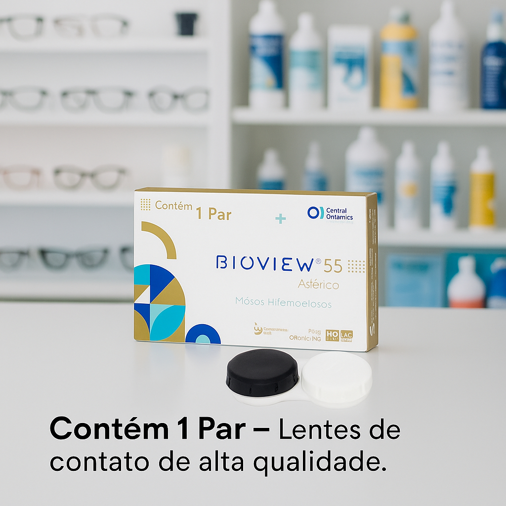 Lentes de Contato Bioview 55 Par Asférica Confortável + Estojo Premium Incluso Lentes de Contato Bioview 55 Par Asférica Confortável + Estojo Premium Incluso