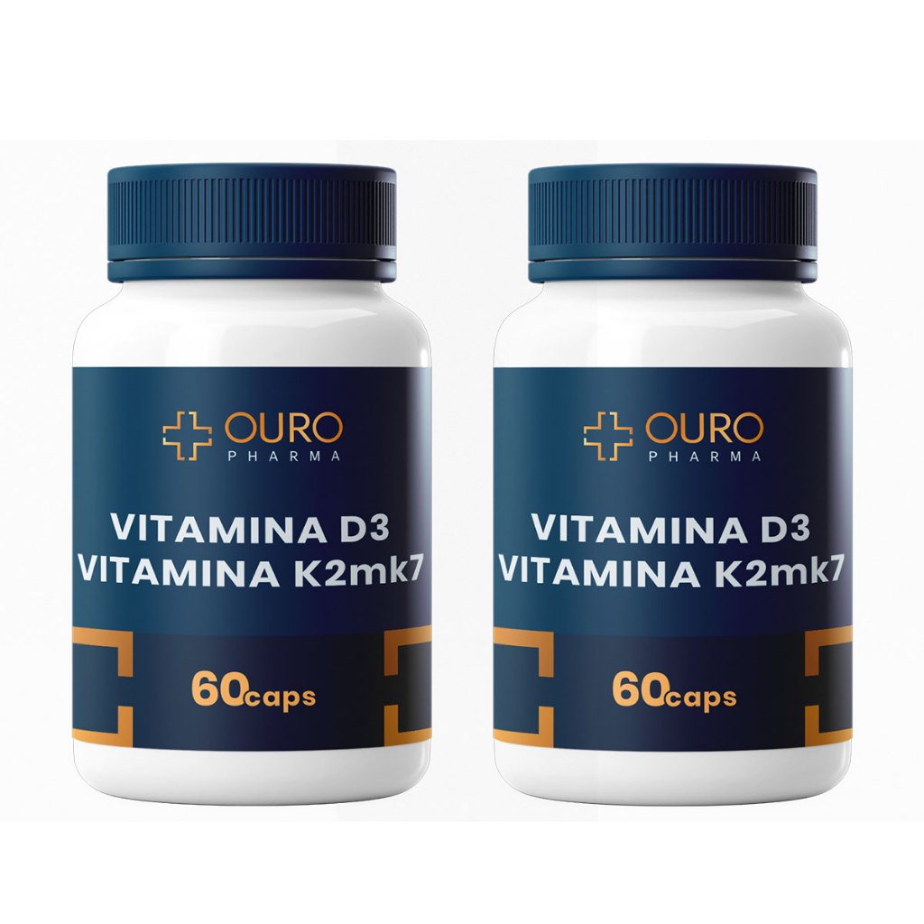 KIT 2 Vitamina D3 2000ui com Vitamina K2 MK7 - 60 cápsulas cada frasco
