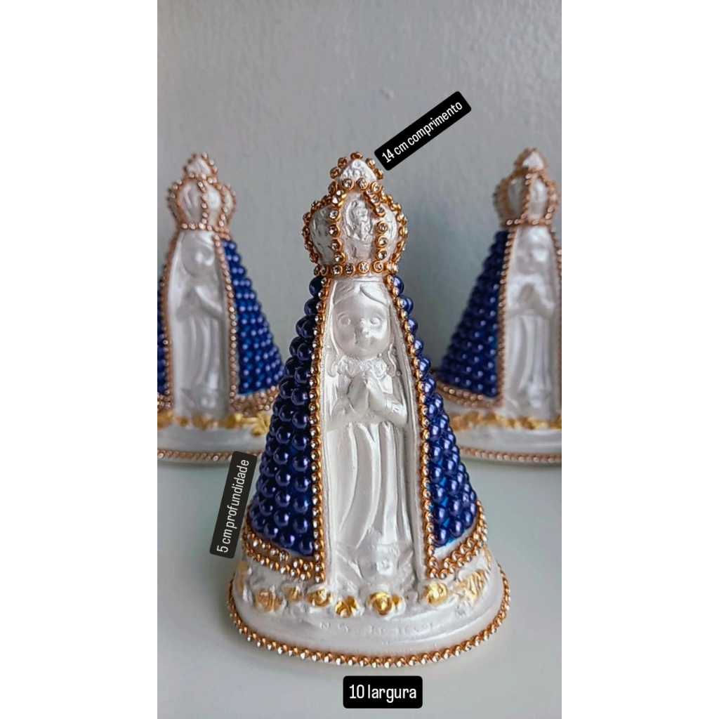 Imagem Ns Senhora Aparecida baby perolada para mesas de batizados , noivados , casamentos, padrinhos