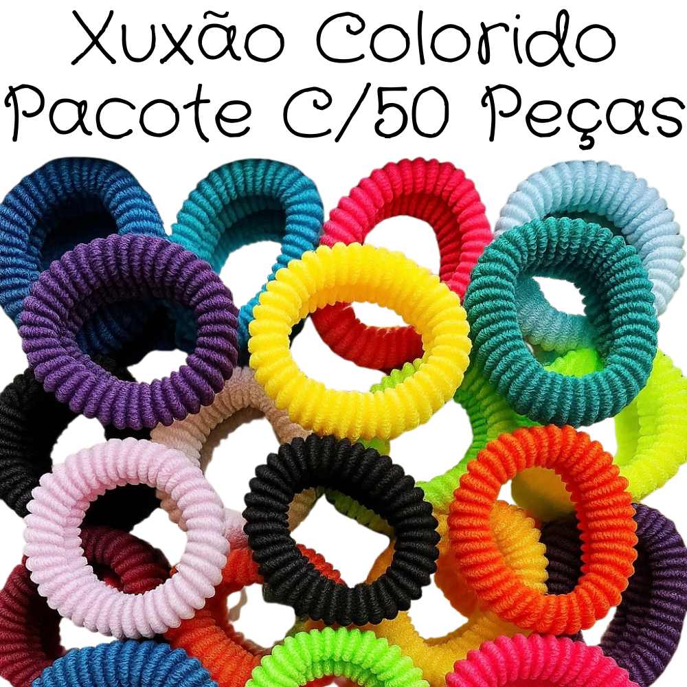 50 Xuxão Grande Colorido / Xuxinha de cabelo / Elastico / Rabico Delta / Pacotão em Oferta na Shopee