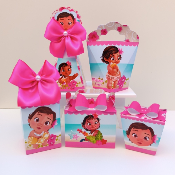 Kit Festa Moana Baby l Princesas Disney l Personalizados l Lembrancinha para Festa l kit Caixas