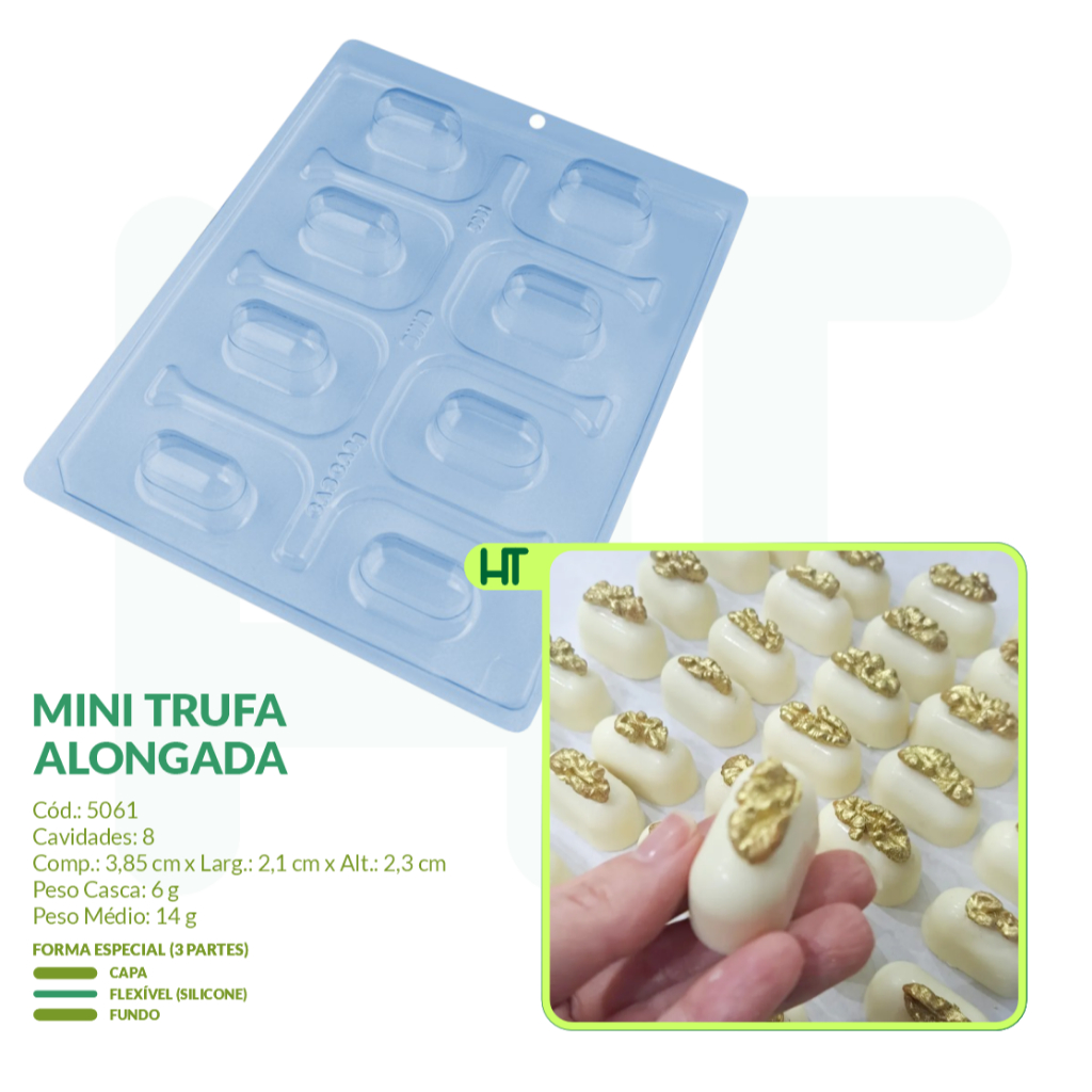 Forma para Chocolate - Mini Trufa Alongada BWB 5061 - Mini Camafeu - Doces Finos em Oferta na Shopee