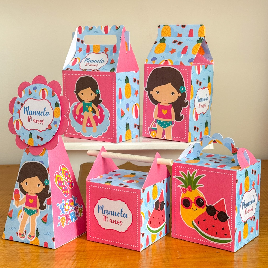 Kit Caixinha Personalizada Poll Party - PEGUE E MONTE / FÁCIL DE MONTAR/Lembrancinha/ FESTA INFANTIL