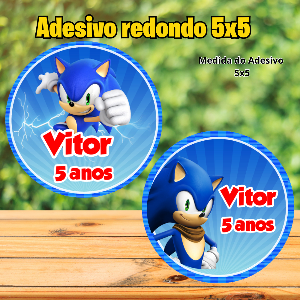 Adesivos Personalizados 5x5 cm Sonic - Rótulos adesivos - FAZEMOS TODOS OS TEMAS - Sonic