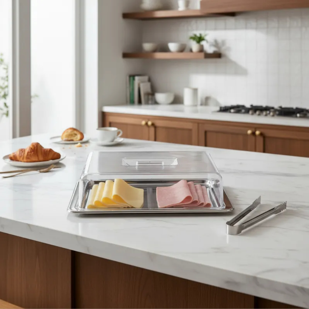 Porta Frios Duplo Inox Com Tampa e Pinça Elegante Mesa Posta Cozinha Café Resistente 3 peças em Oferta na Shopee