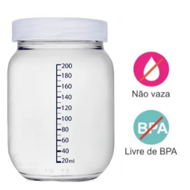 Frasco para Armazenamento de Leite Materno 200ml Graduado com Tampa