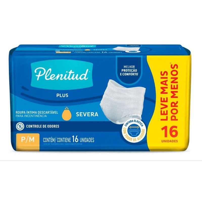 Fralda Plenitud Plus Roupa Íntima Descartável P/M – 16 Unidades