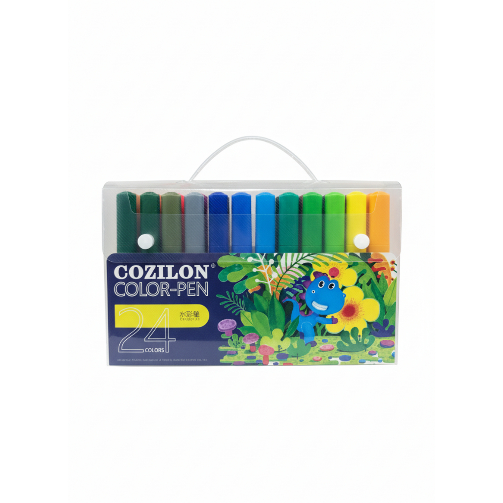 MARCADORES COZILON | COLOR-PEN 24 CORES | COM ESTOJO PLÁSTICO PORTÁTIL
