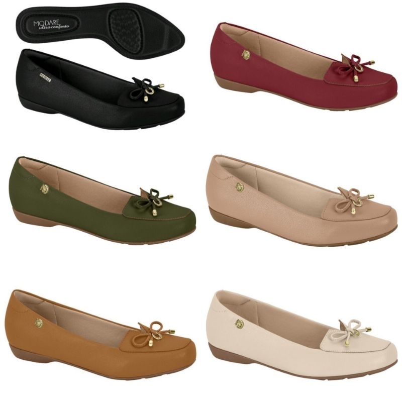 Sapatilha Feminina Modare 7016461 Conforto Laço Casual Elegante Ortopédica Solado Antiderrapante