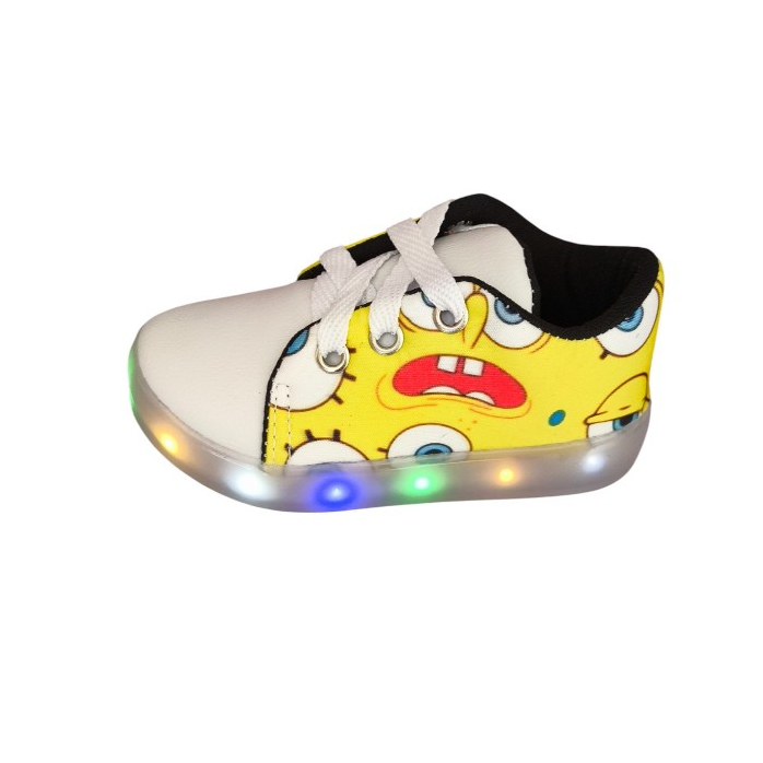 Tênis Infantil Menino Unissex com LED Desenho Personagens  Divertido Cadarço | Tamanhos 20 ao 33