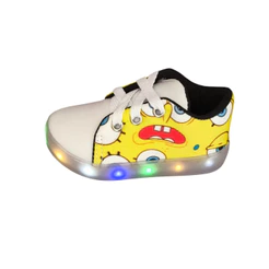 Tênis Infantil Menino Unissex com LED Desenho Personagens Divertido Cadarço | Tamanhos 20 ao 33