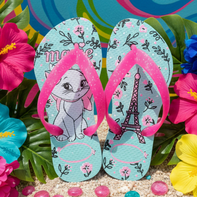 Chinelo Infantil Personagens Estampado Casual Verão Confortavel Lançamento Feminino
