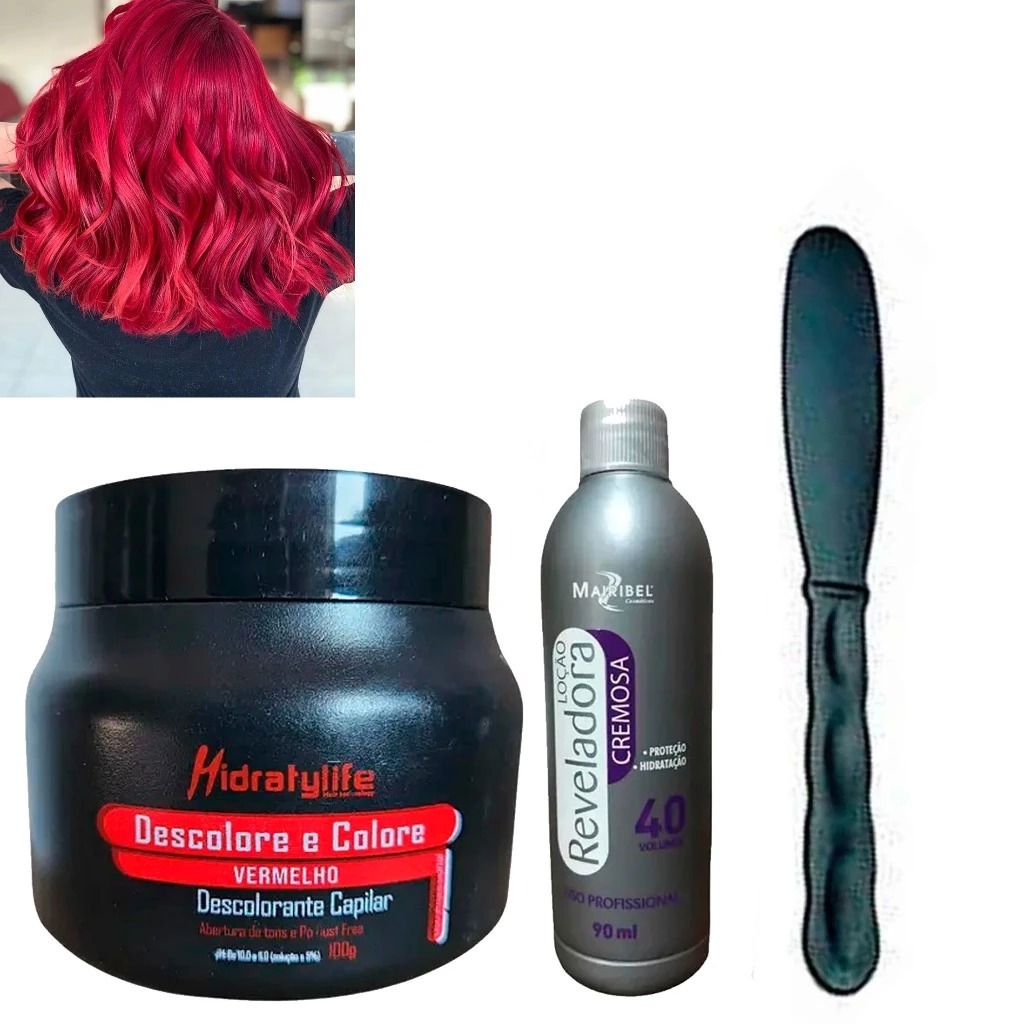 Kit Pó Descolorante Capilar e 01 OX Reveladora 40 Volume Mairibel/Hidraty 