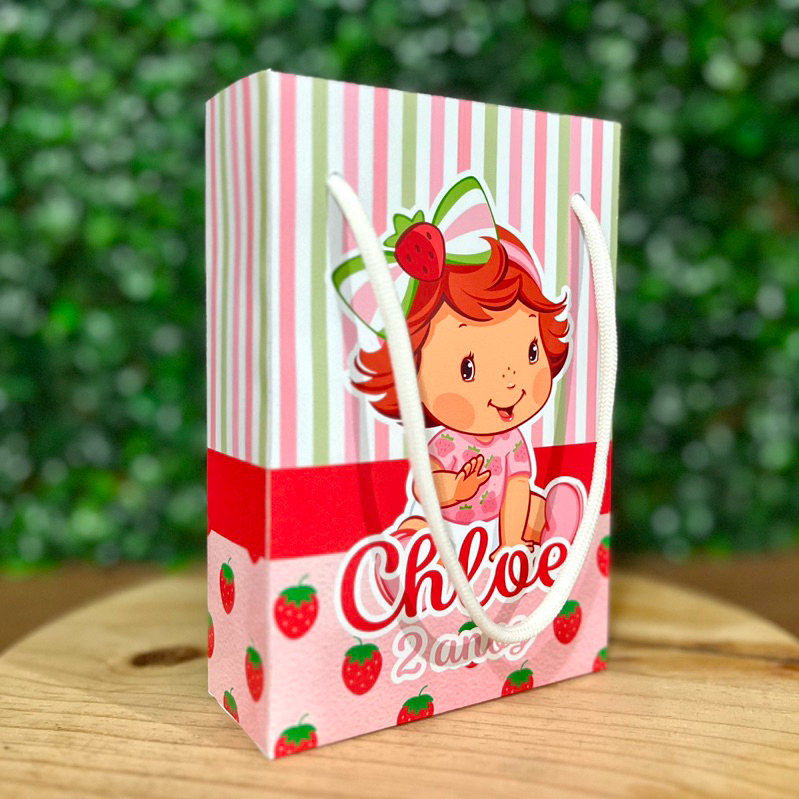 10-30 Sacolinha Surpresa Personalizada para Lembrancinha de Aniversário Moranguinho Baby - PEGUE E MONTE