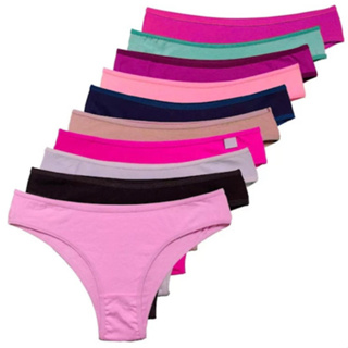 Kit Calcinhas Em Algodão Lisa Feminina Adulto em Oferta na Shopee