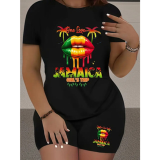 Conjunto Academia Feminino Camiseta+Bermuda Meia Coxa Cós Alto Zero Transparência Jamaica Love em Oferta na Shopee