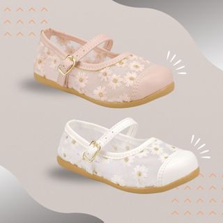 Sapatilha Infantil Menina Encanto Flores Tule Bordadas Confortável Delicada Floral Rosa Festas em Oferta na Shopee