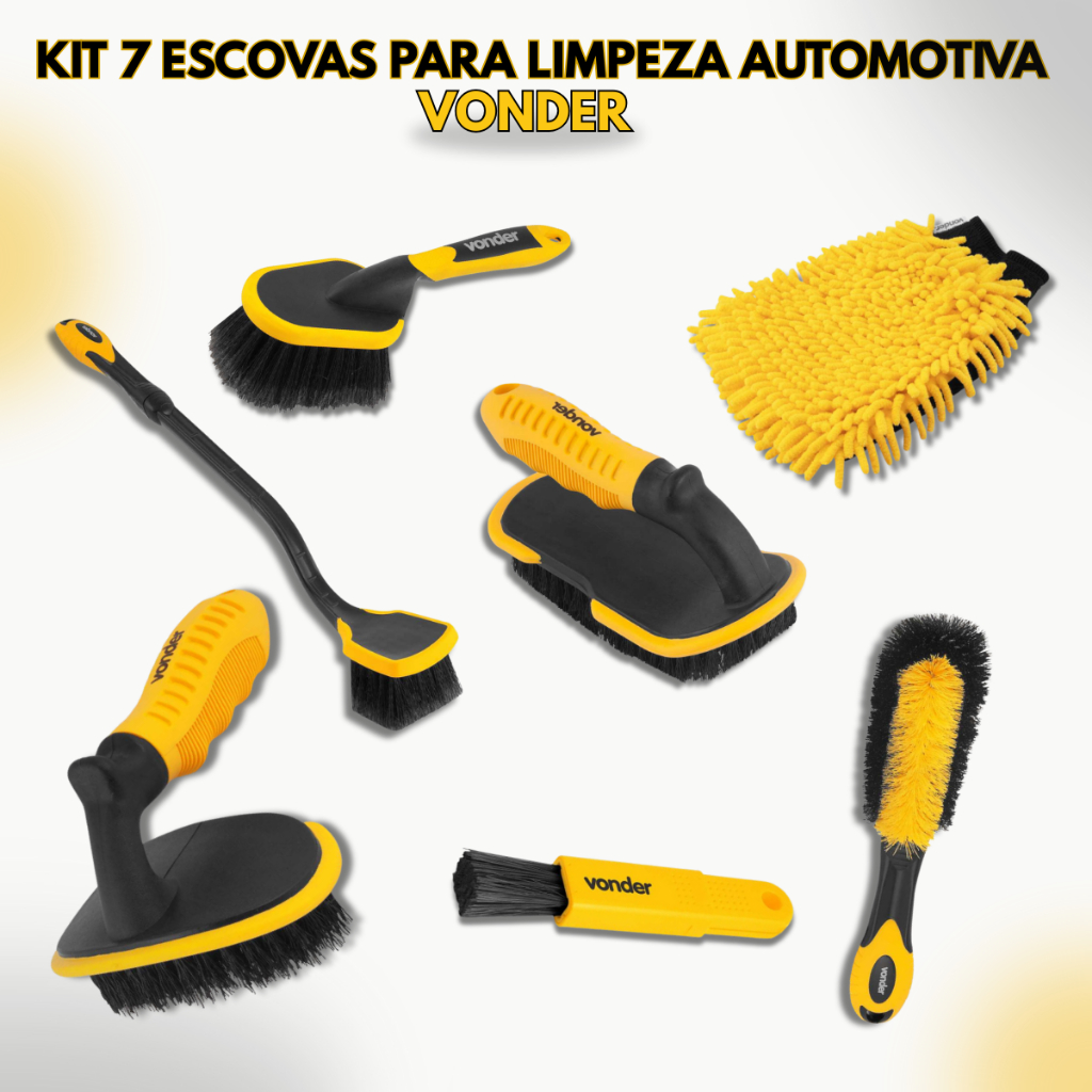 Imagem Kit 7 Escovas Profissionais Para Limpeza Automotiva – Vonder